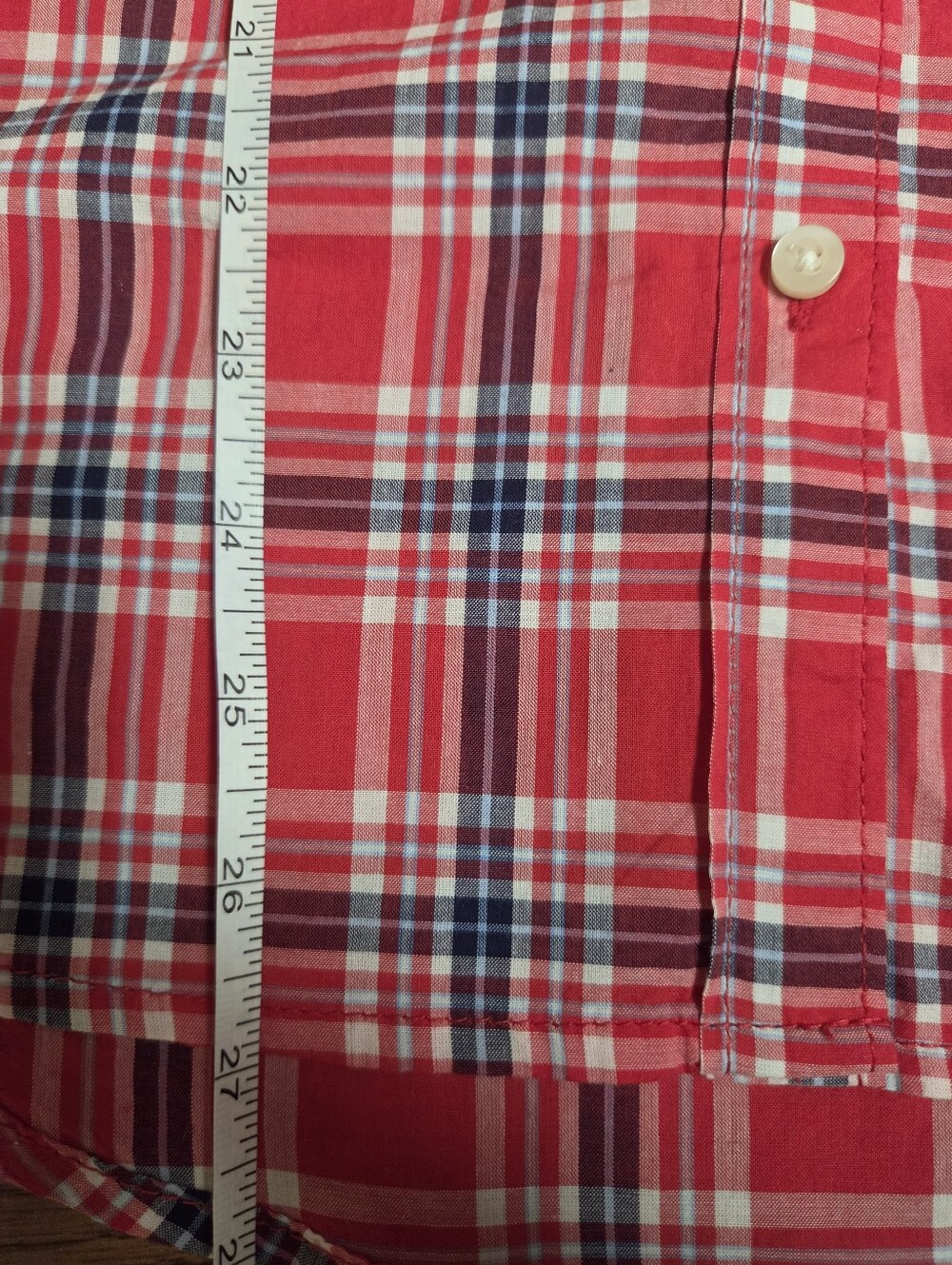 St. John's Bay Red & White & Blue Plaid Button-Up Sleeveledd Shirt Size XL - Picture 7 of 8